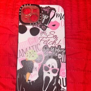 SHEIN Pink and Black Graphic Phone Case
